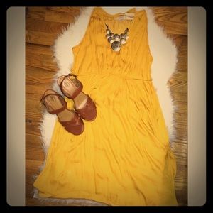 LOFT Petite Tassel Tie Waist Dress